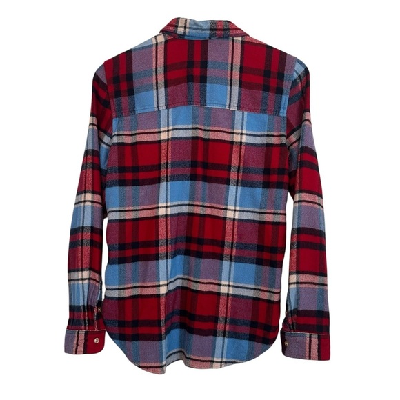 American Eagle's Women's Small Red Blue Plaid Flannel BOYFRIEND FIT Casual Shirt - Picture 4 of 4
